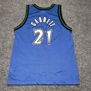 Rare Vintage Champion Timberwolves Kevin‎ Garnett #21 Rookie Jersey Youth Sz L